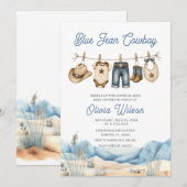 Westerse Blauwe Spijker Baby Borrel Kaart (Voorkant / Achterkant)