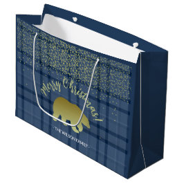 Westerse Blauwe Tartan en Gouden Beer Groot Cadeauzakje