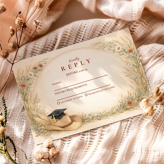 Westerse Bloemen Afstudeerfeest RSVP Kaartje