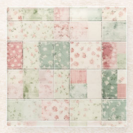 Westerse boerderij mint roze bloem quilt patronen glazen onderzetter