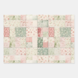 Westerse boerderij mint roze bloem quilt patronen inpakpapier vel