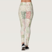 Westerse boerderij mint roze bloem quilt patronen leggings (Achterkant)