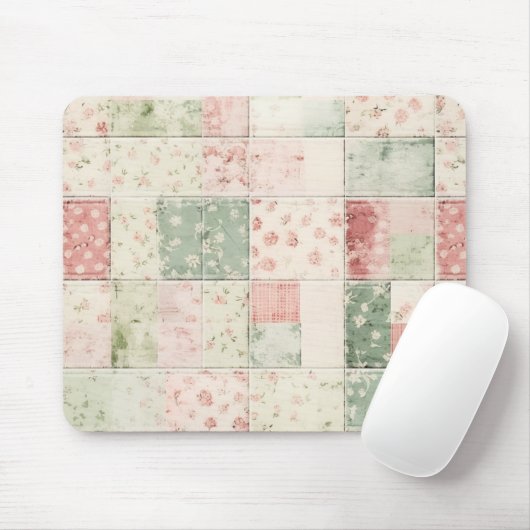 Westerse boerderij mint roze bloem quilt patronen muismat (Met muis)