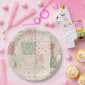 Westerse boerderij mint roze bloem quilt patronen papieren bordje (Feest)