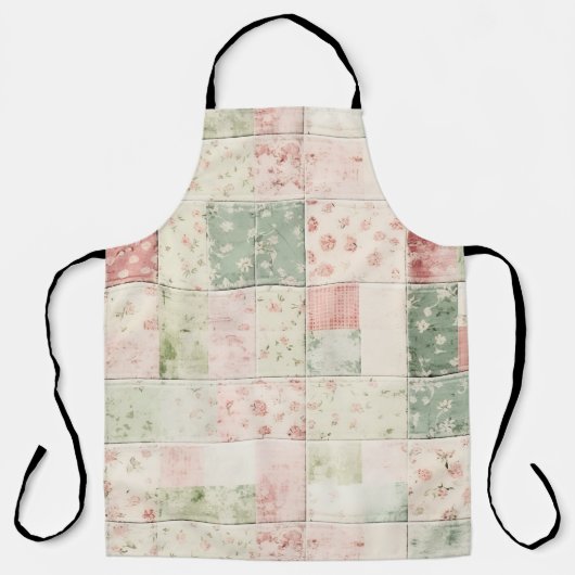 Westerse boerderij mint roze bloem quilt patronen schort (Voorkant)