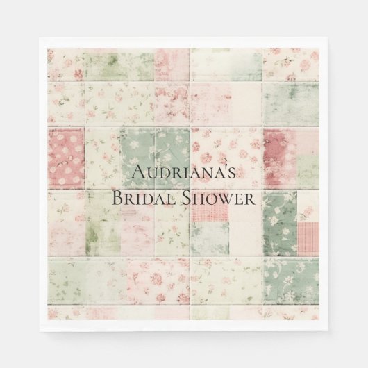 Westerse boerderij mint roze bloem quilt patronen servet (Voorkant)