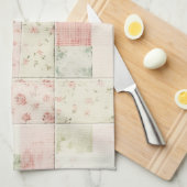 Westerse boerderij mint roze bloem quilt patronen theedoek (Quarter Fold)