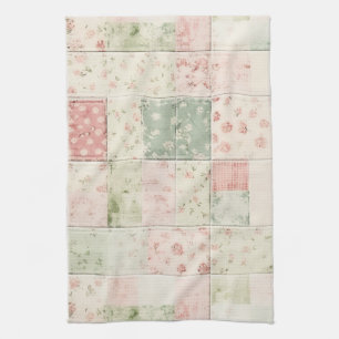 Westerse boerderij mint roze bloem quilt patronen theedoek