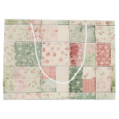 Westerse boerderij mint roze bloemige quilt patron groot cadeauzakje (Achterkant)