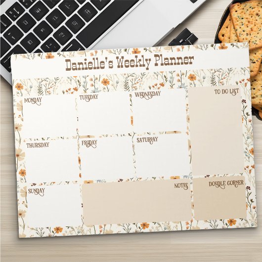 Westerse Boho Bloemstuk Aangepaste Weekplanner Notitieblok