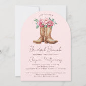 Westerse Boho Bruids Brunch Roze Roos Bloemen Kaart (Voorkant)