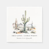 Westerse Boho Cactus Woestijn Landschap Bruiloft Servet (Voorkant)