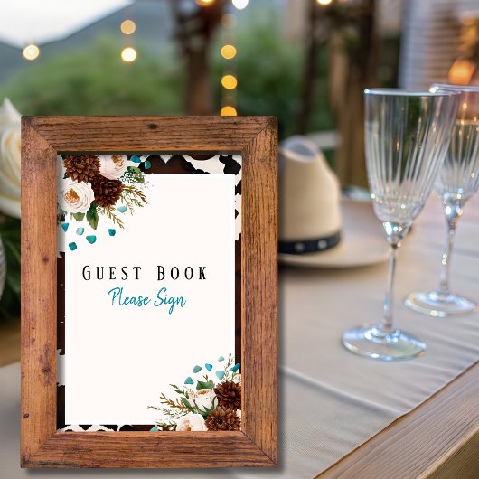 Westerse Boho gastboek Bruidsfeest bord Kaart