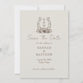 Westerse Boho Hoefijzer Huwelijk Save the Date (Voorkant)