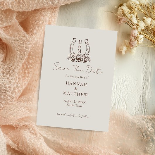 Westerse Boho Hoefijzer Huwelijk Save the Date