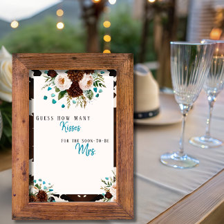 Westerse Boho Wilde Bloem Raad Hoeveel Kusjes bord Kaart