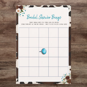 Westerse Boho Wilde Bloemen Bruidsdiner Bingo spel Kaart