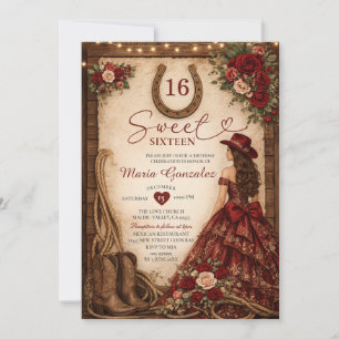Westerse Bourgondische Rode Bloemige Prinses Sweet Kaart