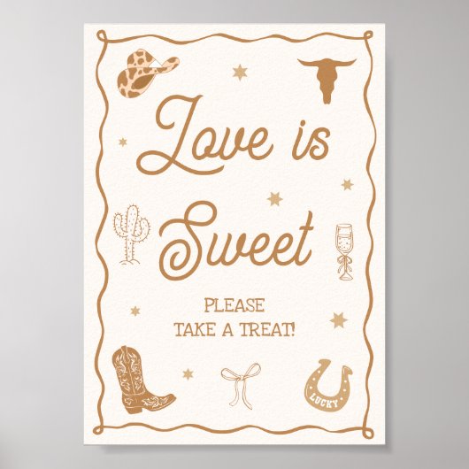 Westerse Bruidsfeest Favoren "Liefde is Zoet" Poster (Voorkant)