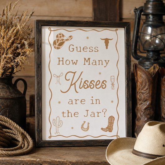 Westerse Bruiloft Feest Schat Hoeveel Kusjes Poste Poster
