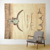 Westerse bruine stier schedel bruiloft foto booth wandkleed (In Situ (horizontaal))