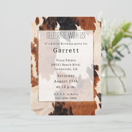 Westerse Bruine Zwarte Cowboy Koehuid Kaart (Staand voorkant)