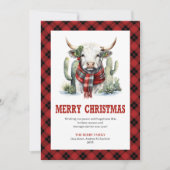 Westerse Buffalo Kerstkaart met Plaid motief (Voorkant)