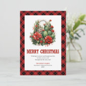 Westerse Buffalo Kerstkaart met Plaid motief (Staand voorkant)