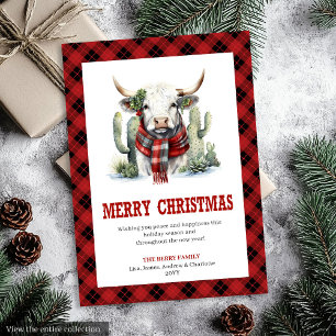 Westerse Buffalo Kerstkaart met Plaid motief