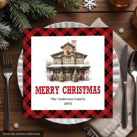 Westerse Buffalo Plaid Kerst Papieren Servetten