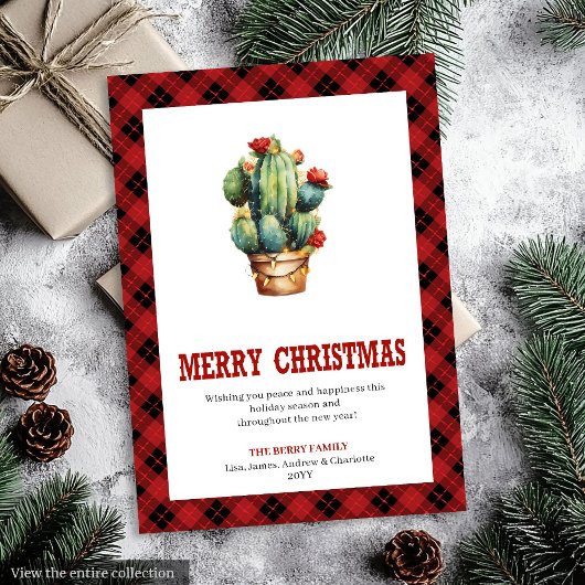 Westerse Buffalo Plaid Kerstkaart