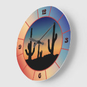 Westerse Cactus Zonsondergang Silhouet Klok (Hoek)
