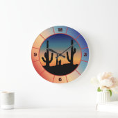 Westerse Cactus Zonsondergang Silhouet Klok (Huis)