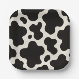 Westerse Charme Rodeo Seizoen Fun Cow Print Papieren Bordje