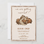 Westerse Country Boho Foto QR Code Huwelijk Kaart (Voorkant)