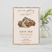 Westerse Country Boho Foto QR Code Huwelijk Kaart (Staand voorkant)