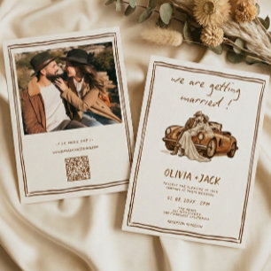 Westerse Country Boho Foto QR Code Huwelijk Kaart