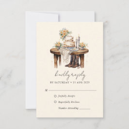 Westerse Country Cowboy Cowgirl Bruiloft RSVP Kaartje
