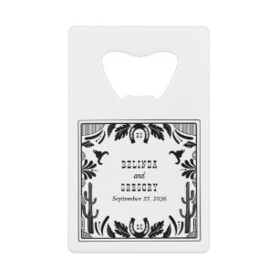 Westerse Country Cowboy Rustieke Bruiloft Creditkaart Flessenopener