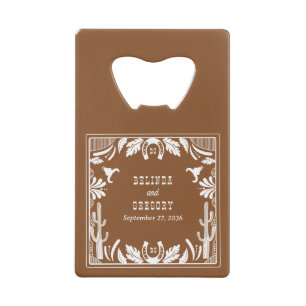 Westerse Country Cowboy Rustieke Bruiloft  Creditkaart Flessenopener