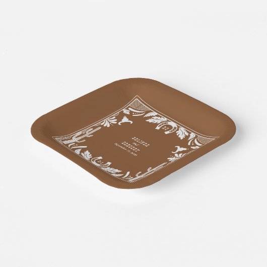 Westerse Country Cowboy Rustieke Trouwdag Papieren Bordje (Gebogen)