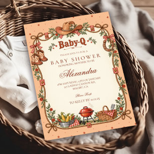 Westerse Cowboy Baby-Q Baby Shower Kaart