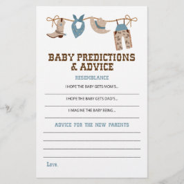 Westerse Cowboy Baby Shower Advies en Voorspelling Flyer