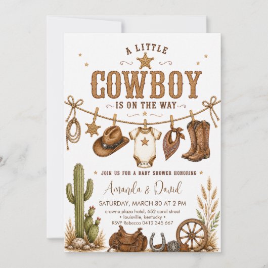Westerse Cowboy Baby Shower Kaart (Voorkant)