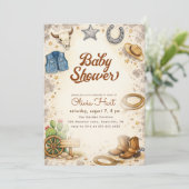 Westerse Cowboy Baby Shower Kaart (Staand voorkant)