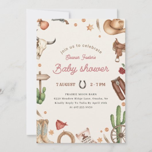 Westerse Cowboy Baby Shower Kaart (Voorkant)