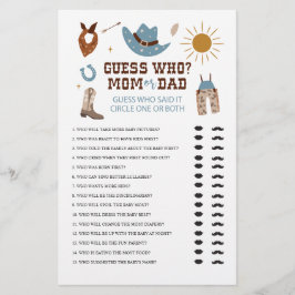 Westerse Cowboy Baby Shower Raad Wie Spel Flyer