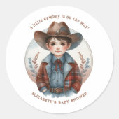 Westerse Cowboy Baby Shower Ronde Sticker (Voorkant)