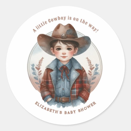 Westerse Cowboy Baby Shower Ronde Sticker (Voorkant)