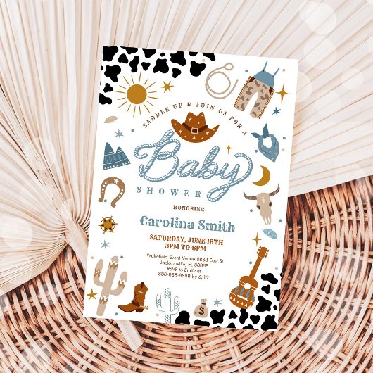 Westerse Cowboy Baby Shower Uitnodiging